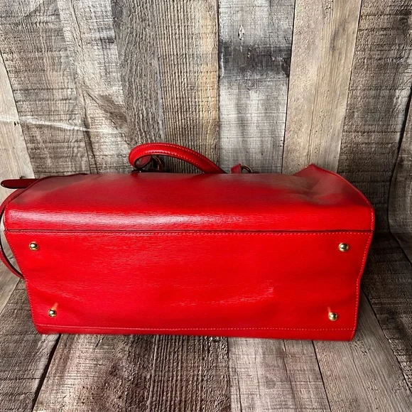 RLL Ralph Lauren Red Leather tote shoulder Handbag - Picture 6 of 15